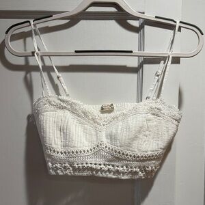 Free People Intimately White Lace Cropped Top